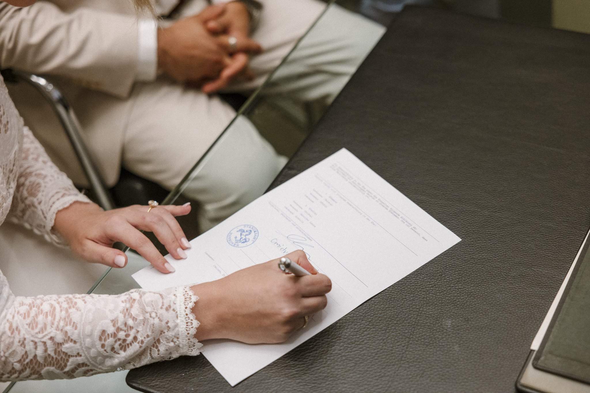 Unterschrift auf der Heiratsurkunde